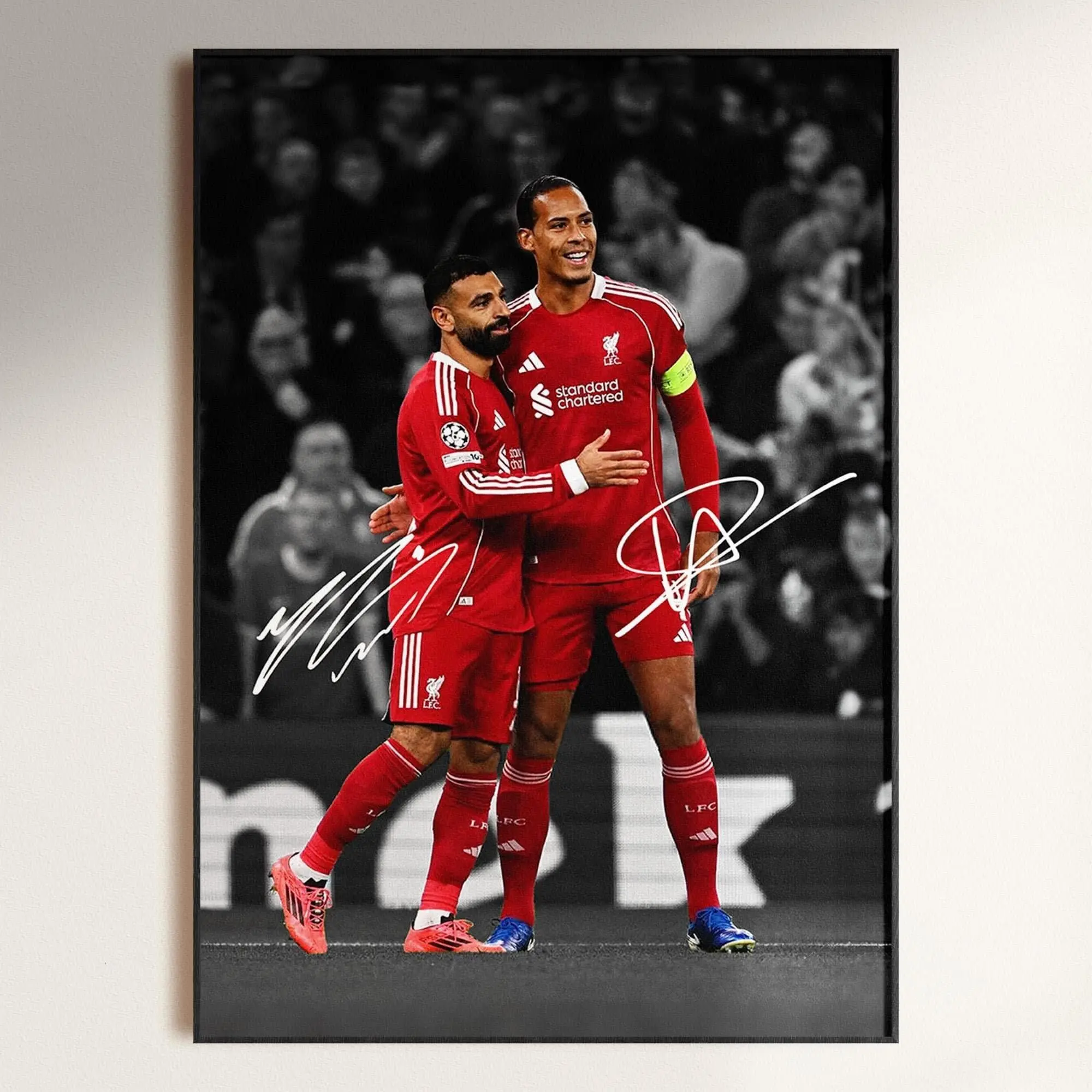 Mohamed Salah & Virgil Van Dijk Poster, Signed Football Poster, Liverpool Football Art( Unframed - Print Only )