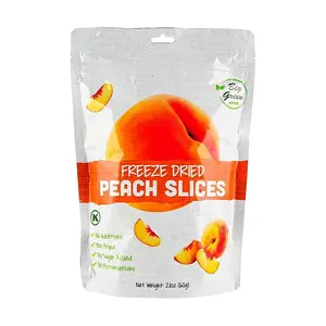 BIG GREEN Freeze Dried Peach Slices - 100% Natural Fruit Snack, 0g Sugar, 0 Additives, 60g Bag