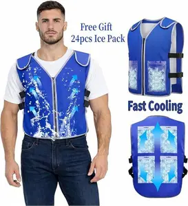 Cooling Vest for Men Women - Ice Cold Vest with 24 Ice Pack, Adjustable Cooling Vest for Hot Weather Work Outdoor Reflective Unisex  Menswear