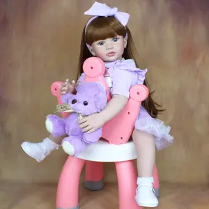 GUESSBELLY 60 CM Reborn Baby Doll Vinyl Limbs Cloth Body 24 Inch Princess Toddler Long Hair Bebe Lovely Kid Birthday Gift Play House Toy