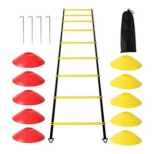 Agility Ladder Football Training Equipment, Including 1 6m 12 Section Heavy Duty Plastic Step, 10 Disc Cone and 4 Nail for Football Training, Tennis and Boxing Training, Sports Accessories, Summer Gift, Football Equipment Tools
