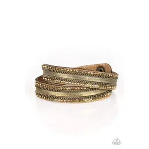 Rocker Rivalry - Brass Double Wrap Bracelet