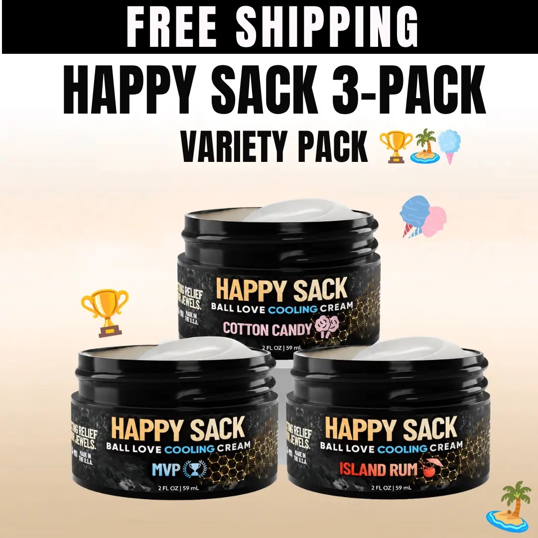 Derm Dude Happy Sack Ball Love Cooling Cream | Variety Pack 3 Pack | Cotton Candy, Island Rum and MVP Scents