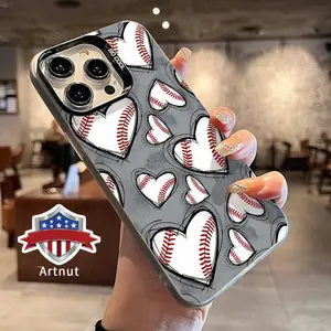 Baseball Hearts Pattern Magnetic Phone Case for iPhone 15 16 14 Pro Max 13 12 11 XR XS Plus Shockproof Non Slip Military-Grade Protection slim Cover Cellphone Protective Smartphone Casing