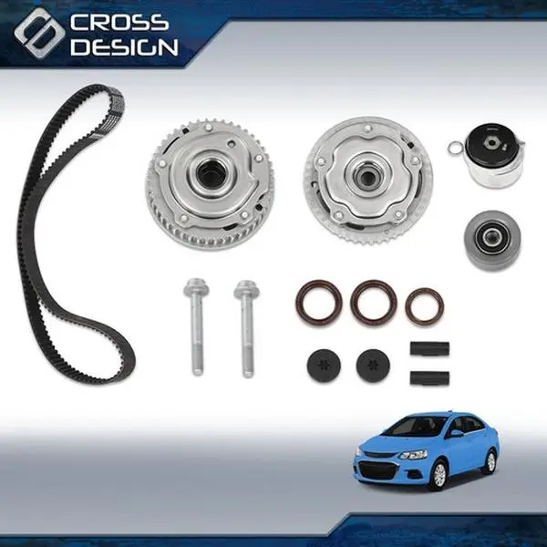 CROSSDESIGN 100% Brand New Durable High Quality 1 x Timing Belt Kit with VVT Sprocket & Engine Timing Camshaft Gears, Fits 2010-2018 Chevrolet Aveo, Sonic, Cruze 1.6L, 1.8L