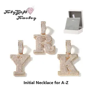 Initial Necklace for man A-Z Crown Shiny Cubic Zirconia Monogram Pendant for Women Fashion Jewelry