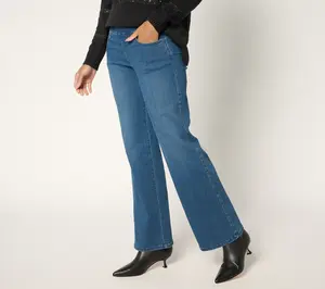 Belle by Kim Gravel Petite Primabelle Denim Studded Wide Leg Jean