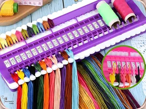 Embroidery Thread Organizer 30/50 Slots with Replaceable Number Cards, Built-In Needle Holder, Floss Organizer, Cross Stitch Floss Organizer