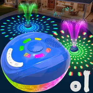 3 in 1 Floating Pool Fountain with Lights & Speaker, Floating Bluetooth Speaker, Pool Fountains for Inground Pools, Pool Speakers Bluetooth Waterproof IP68, Above Ground Pool Water Fountain-Light Blue