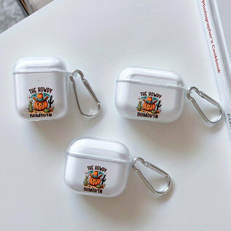 Cowboy Pumpkin Greeting Pattern TPU Soft Protective Case for Apple AirPods 4/3/2/1/Pro/Pro2 Transparent Earphone Cover with Keychain Attachment Cowboy Pumpkin Greeting Pattern TPU Soft Protective Case for Apple AirPods 4/3/2/1/Pro/Pro2 Transparent Earphone Cover with Keychain Attachment