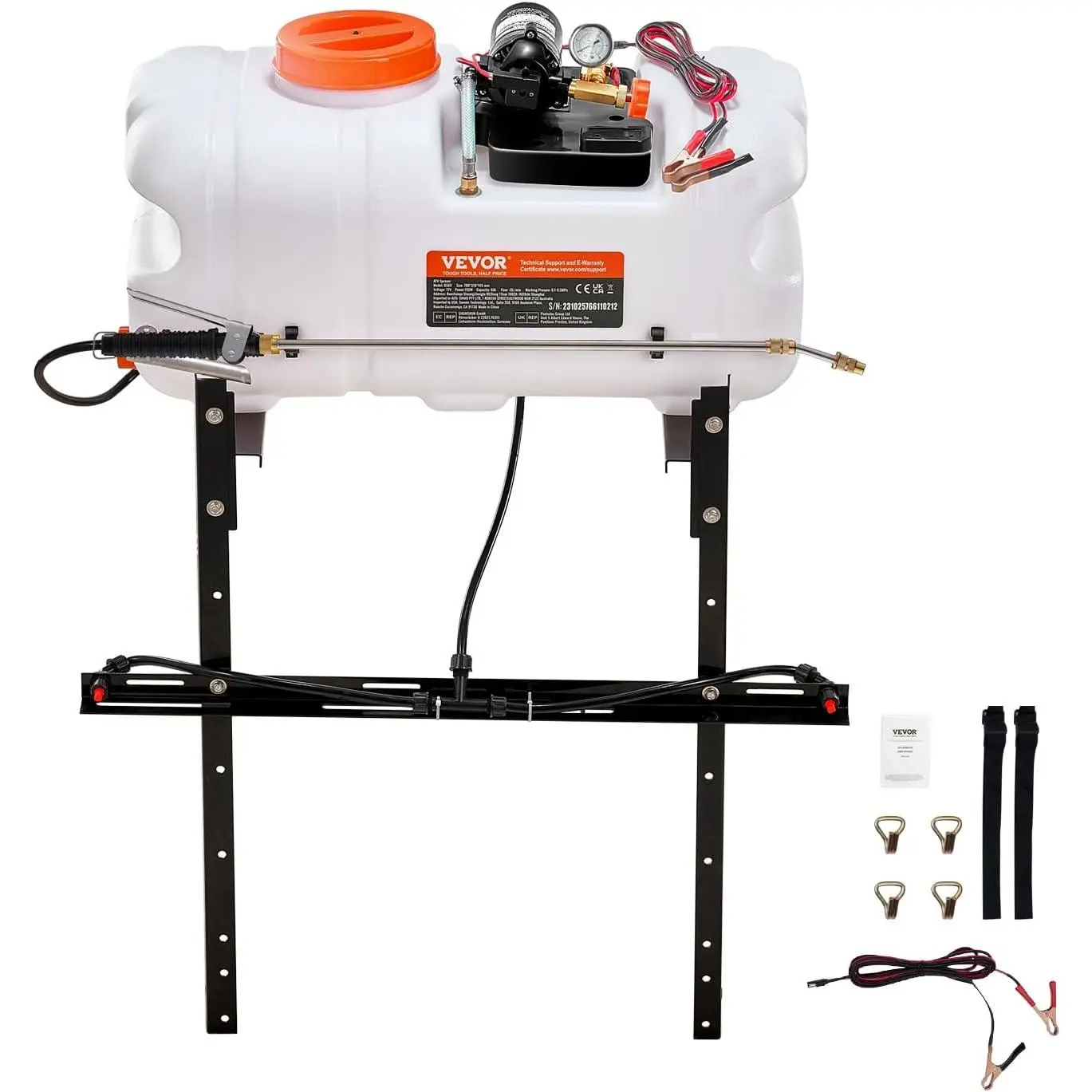ATV Spot Sprayer, 15.9 Gal/60L ATV/UTV Broadcast Sprayer with A Nozzle Boom, 12 V Pump Sprayers with Water Tank, 1.9 GPM Flow Rate, Adjustable 0-72 PSI, 20FT Hose, Weed Sprayers for Garden, Farm