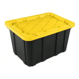 27 Gallon Heavy Duty Plastic Storage Bin with Snap-On Lid Stackable Totes for Garage Basement Attic Transport and Organization