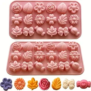 2pcs Flower-Shaped Silicone Cake Mold, Chocolate Mold, Cookie Mold, Wax Bottle Candy Mold, Ideal for Birthdays & Parties