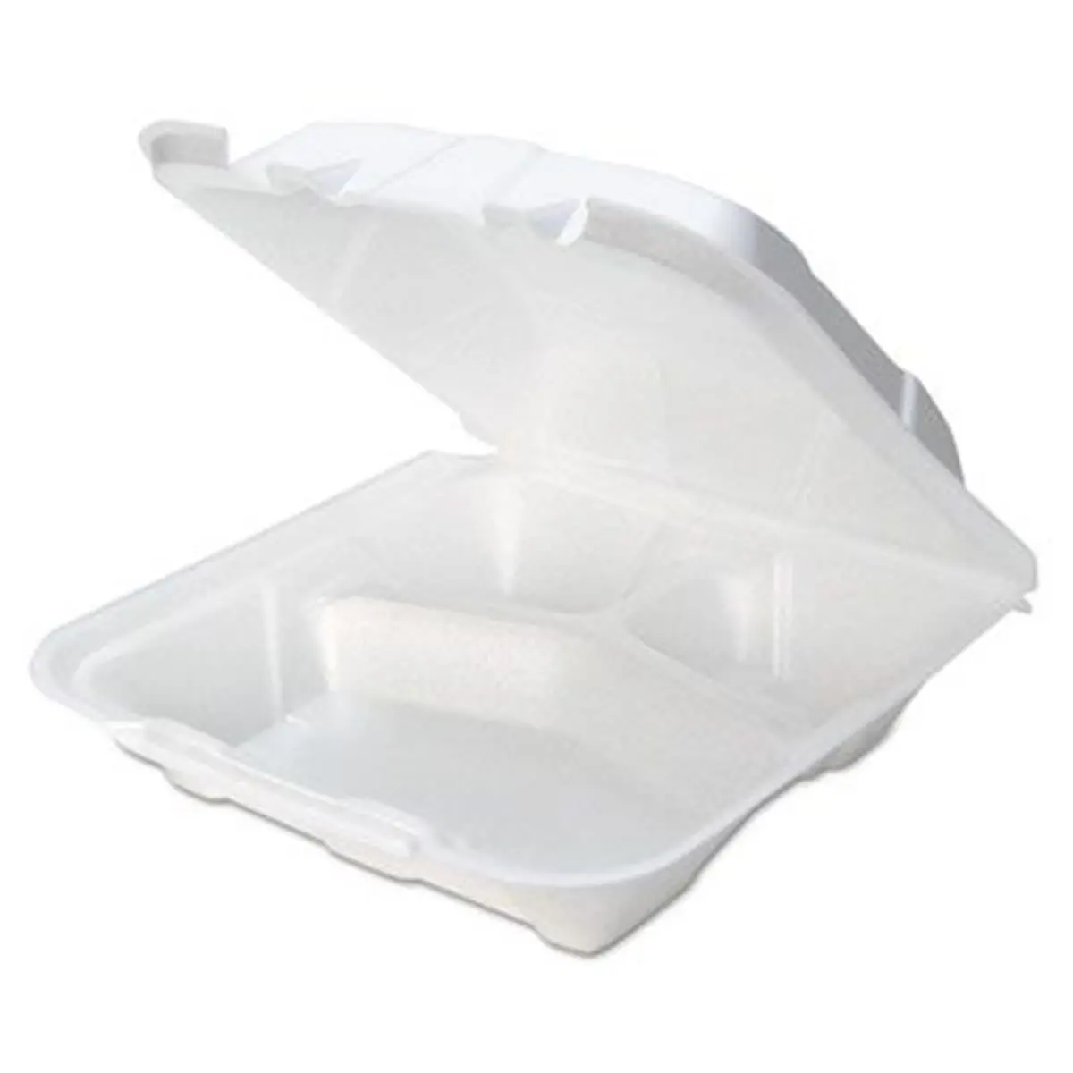 212 MAIN Insulated 3-Compartment Foam Hinged Lid Containers, White - 150 Per Carton (Pactiv PCTYTD19903), Three Compartments