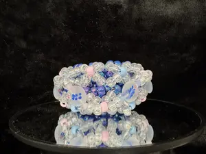 Blue Mosaic Kandi Cuff - Unique Design Bracelet as shown