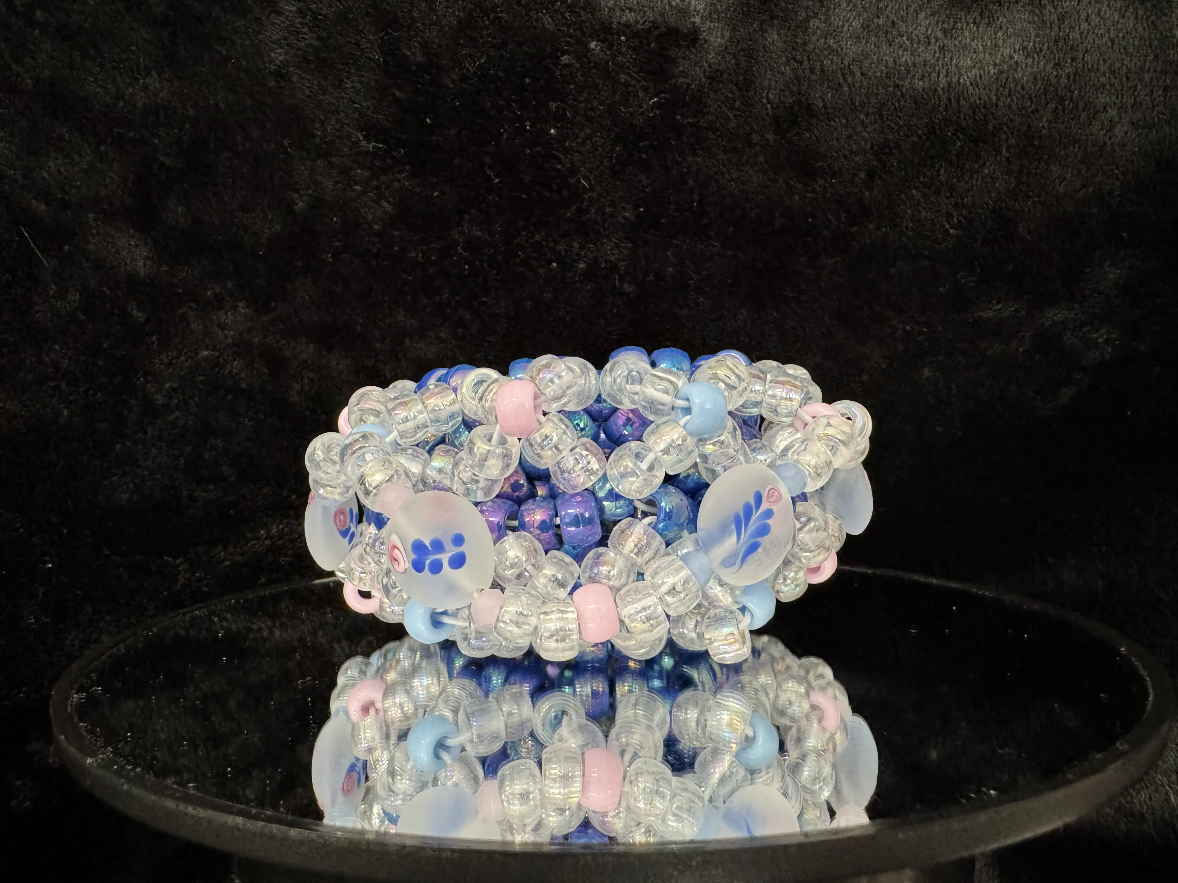 Blue Mosaic Kandi Cuff - Unique Design Bracelet as shown