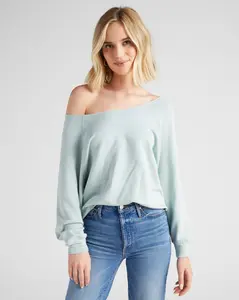 Off the Shoulder Fleece Sweatshirt