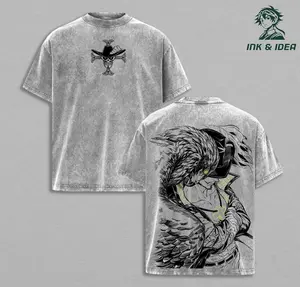 Dracule Mihawk One Piece Vintage Washed Oversized Anime Shirt, Hawk Eyes Swordsman Graphic Tee, Heavyweight Cotton Streetwear, Unisex Gift for Anime Fans