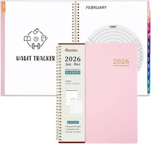 2026 Planner, Weekly and Monthly Planning Calendar, Jan 2026 - Dec 2026, 8.5" x 11", Spiral Bound, 12 Habit Trackers & Monthly Tabs, 2 Storage Pockets, Perfect for Office Home School Supplies