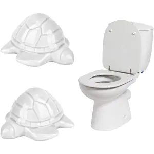2pcs Ceramic Decorative Toilet Bolt Covers, Cute Sea Turtle Animal Toilet Bolt Caps Screw Plug, Easy Installation Bathroom Decor for Toilet Bowl Base Accessories White