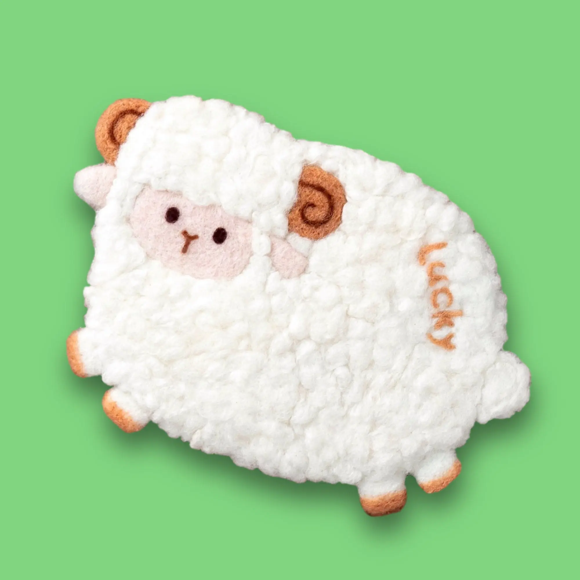 Lucky Sheep Coaster – Beginner Wool Felting Kit with Needles, Foam Pad & Tutorial