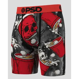 PSD Mens Beer Pong Boxer Brief - Standard Length 7 Inch Inseam, Soft and Breathable Poly Blend Fabric