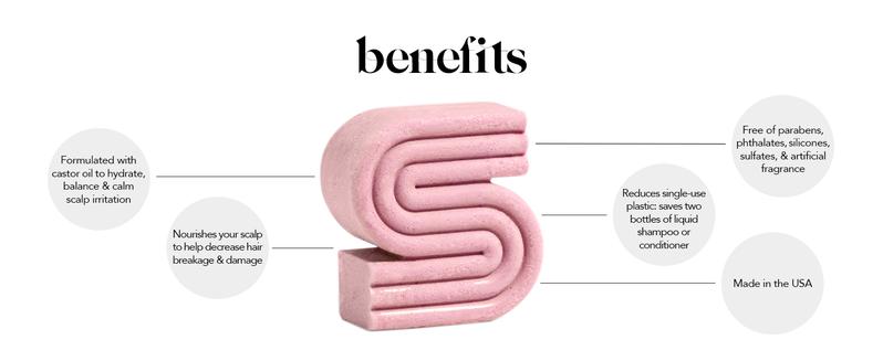 Kitsch Castor Oil Shampoo Bar for Hydration and Moisture, Vegan, Natural Solid Shampoo, Made in USA, Strengthens and Nourishes, Paraben-Free, 3.2oz