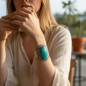 Turquoise Cuff Bracelet - Handcrafted with Unique Design, Perfect for Casual and Formal Outfits