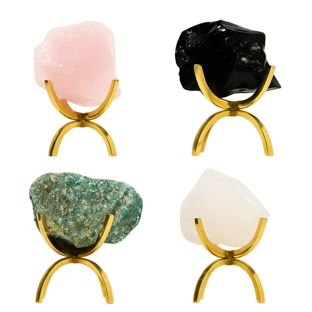 Crystal Energy Bundle – Modern Gemstone Decor Set with Brass Claw Stands