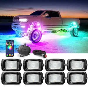 Mictuning C2 Max RGB+IC Chasing Color Rock Lights Kit for jeep truck utv atv car boat, Colorful Car LED Lights Kit, Remote Control Strobe Light strobelight rgb ledlight Remote Control RGB LED Car Decorative Light put christmas lights car lights car  led