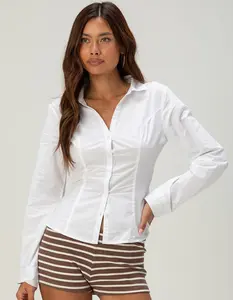 RSQ Womens Long Sleeve Button Up Shirt