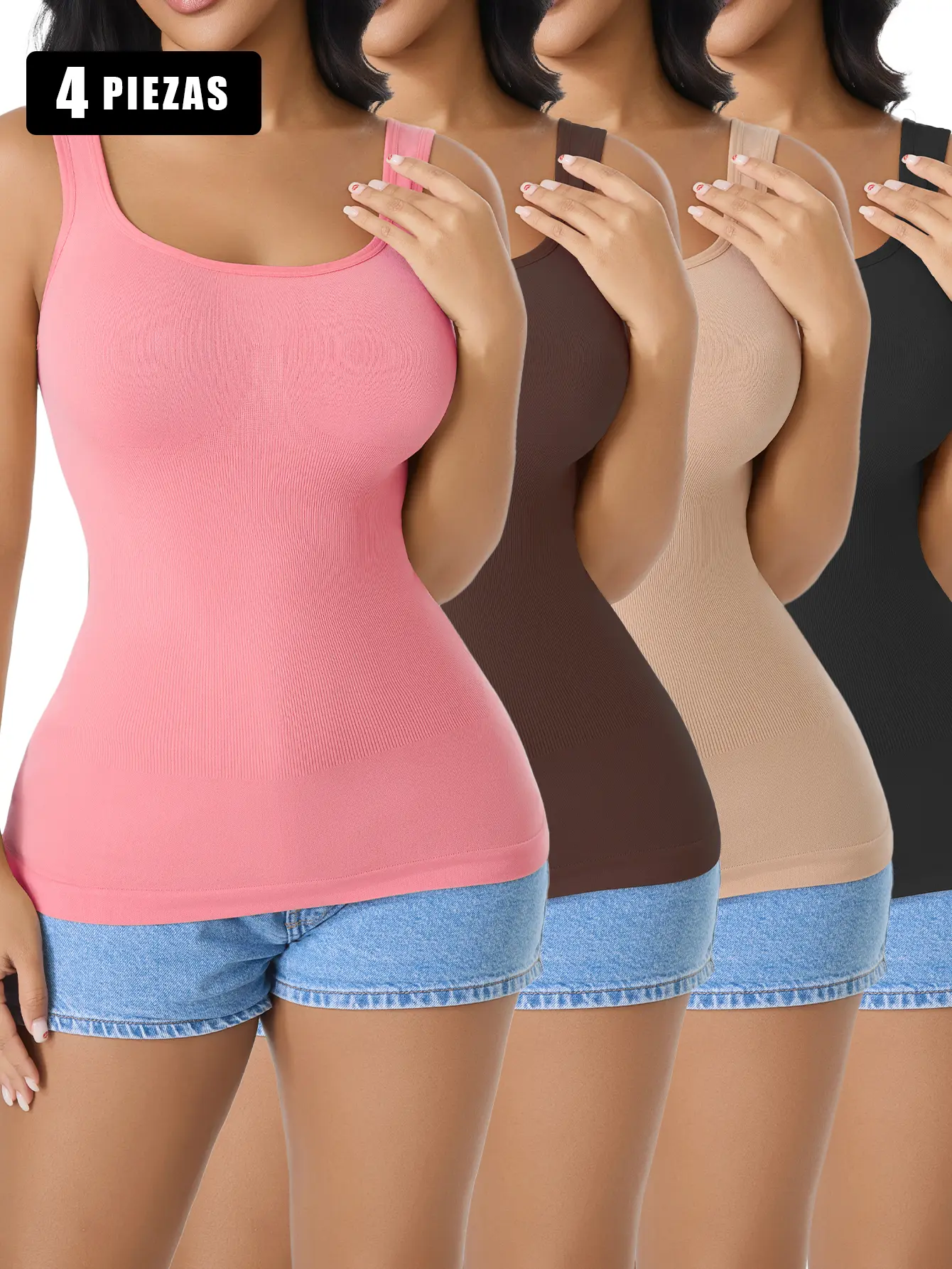 Women’s Body Shaper Tank Top, High Stretch Seamless Camisole, Tummy Control Compression Shirt, Slim Fit Layering Top