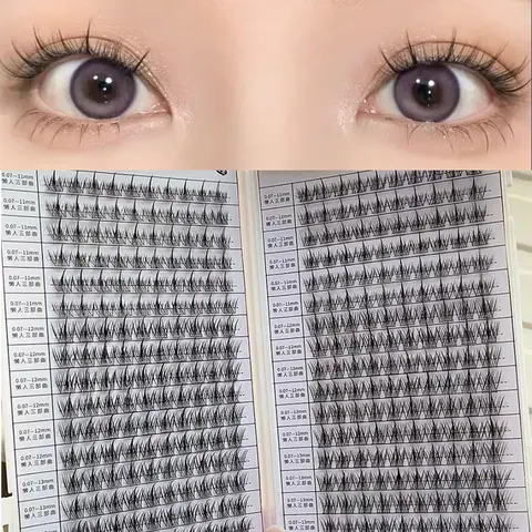 320 Cluster Eyelashes - DIY Natural, Anime, Cross, Cluster & Fluffy Styles - Suitable for Beginners with Reusable C-Shape Bending - Mixed Lengths 11-13mm