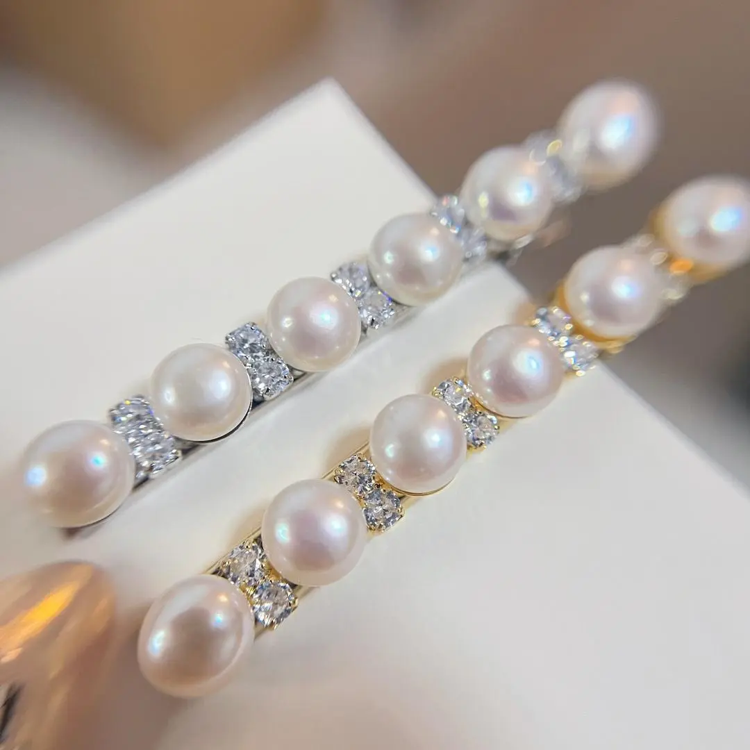 SR Pearl CO. Freshwater Pearl Hair Clip with 7mm fresh water pearl  women gift everyday wear Eye-Catching Unforgetable Style White Claw Clip