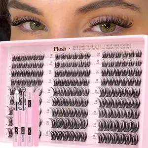 162 Pcs CC Curl Spider Lash Set, Natural Wispy Clusters, Curly Lashes, D Curl False Eyelashes, Waterproof Adhesive, DIY Eyelash Extensions Kit