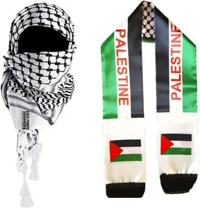 2 Pack Combo Palestine Scarfs Shemagh Cotton Arab Arafat scarf Keffiyeh Scarf Men Neck Wrap Men Military Palestinian Flag Ramadan Gifts