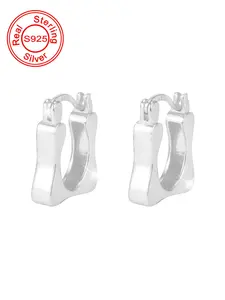 925 Sterling Silver U Shape Hoop Earrings, Fashionable Earrings for Women, Trendy All-match & Exquisite Jewelry for Birthday Gift