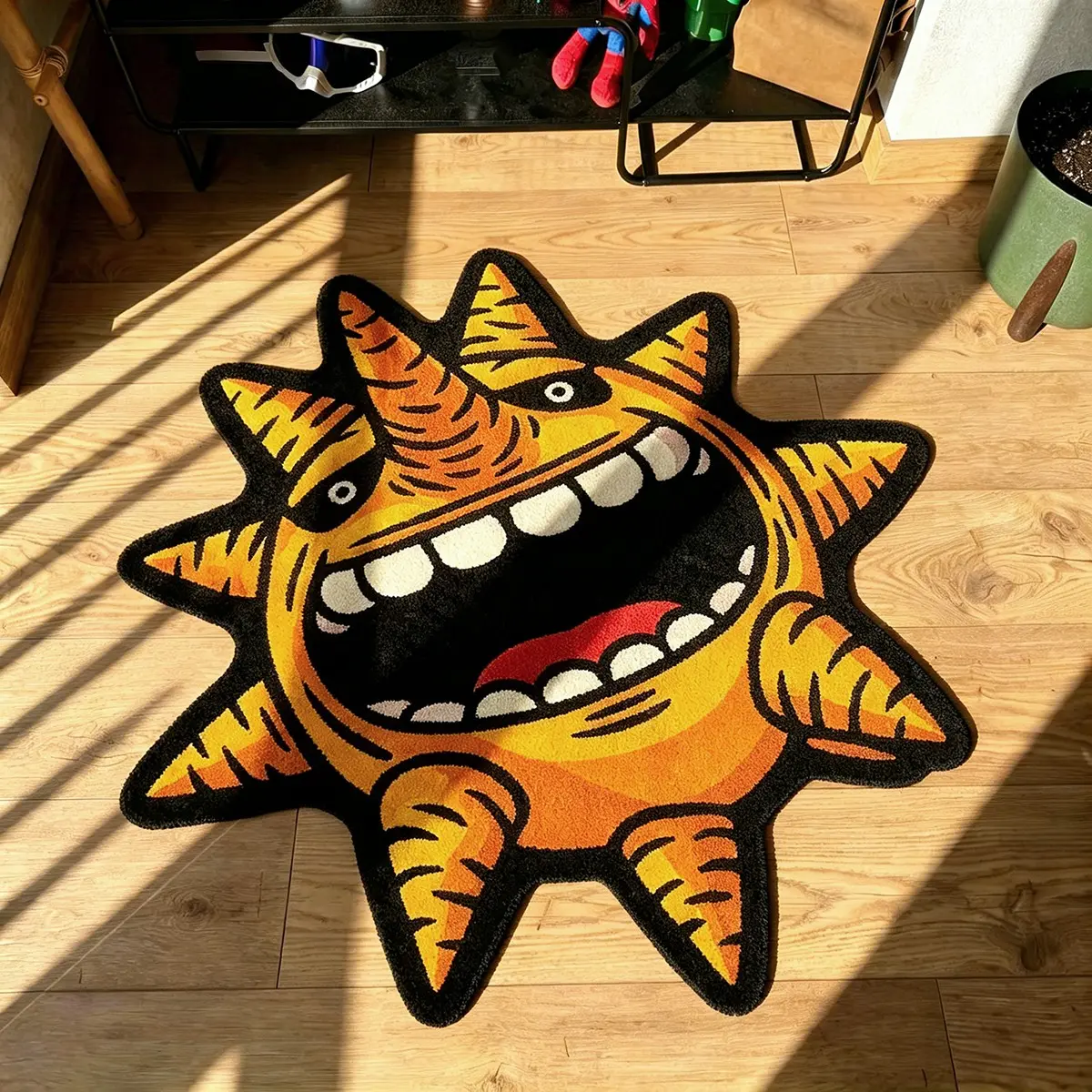 Anime Sun Pattern Rug, Decorative Area Rug, Creative Decorative Carpet for Living Room, Room Decor for Young Adults, Festival Gift, Fashionable Home Accessory