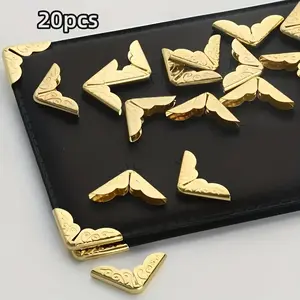 20 Pcs Golden Metal Book Corner Protectors, Luxurious and Elegant Book Corner Covers, Suitable for Student Books, Office Documents and More