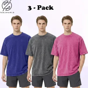 Men’s Oversized T-Shirt 3-Pack Bundle – Heavyweight Cotton Baggy Relaxed Fit Streetwear Tees, Soft Breathable Casual Shirts, Vintage Minimalist Fashion Everyday Wear Basic Essential
