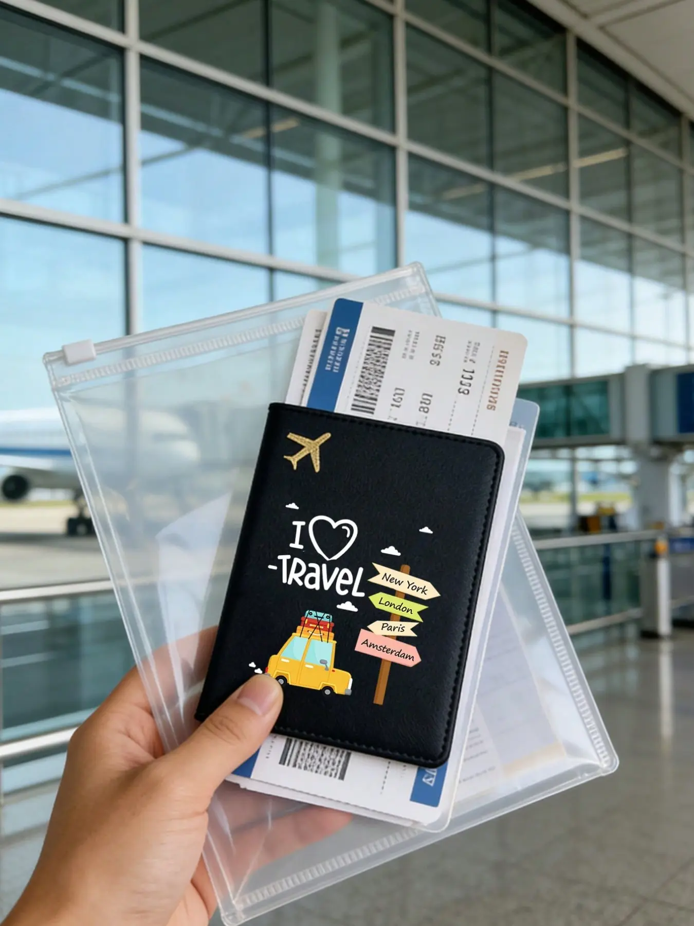 Cartoon Travel Passport Holder, Passport Cover for Women, Minimalist Open Design Travel Document Storage, Lightweight Sweet Style Passport Case, Perfect for Daily Use and Travel Gifts, Travel Accessories