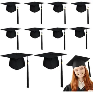 Black Graduation Cap with Tassel Adjustable Adult Graduation Hat for Women Men Graduation Supplies Dress Accessory