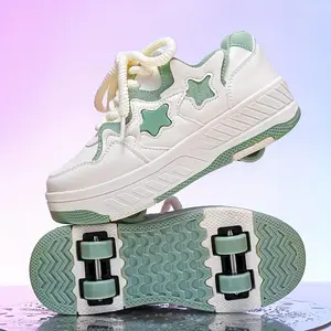 Trendy Skateboard Shoes, Youth Street Sports Shoes with Adjustable Wheels