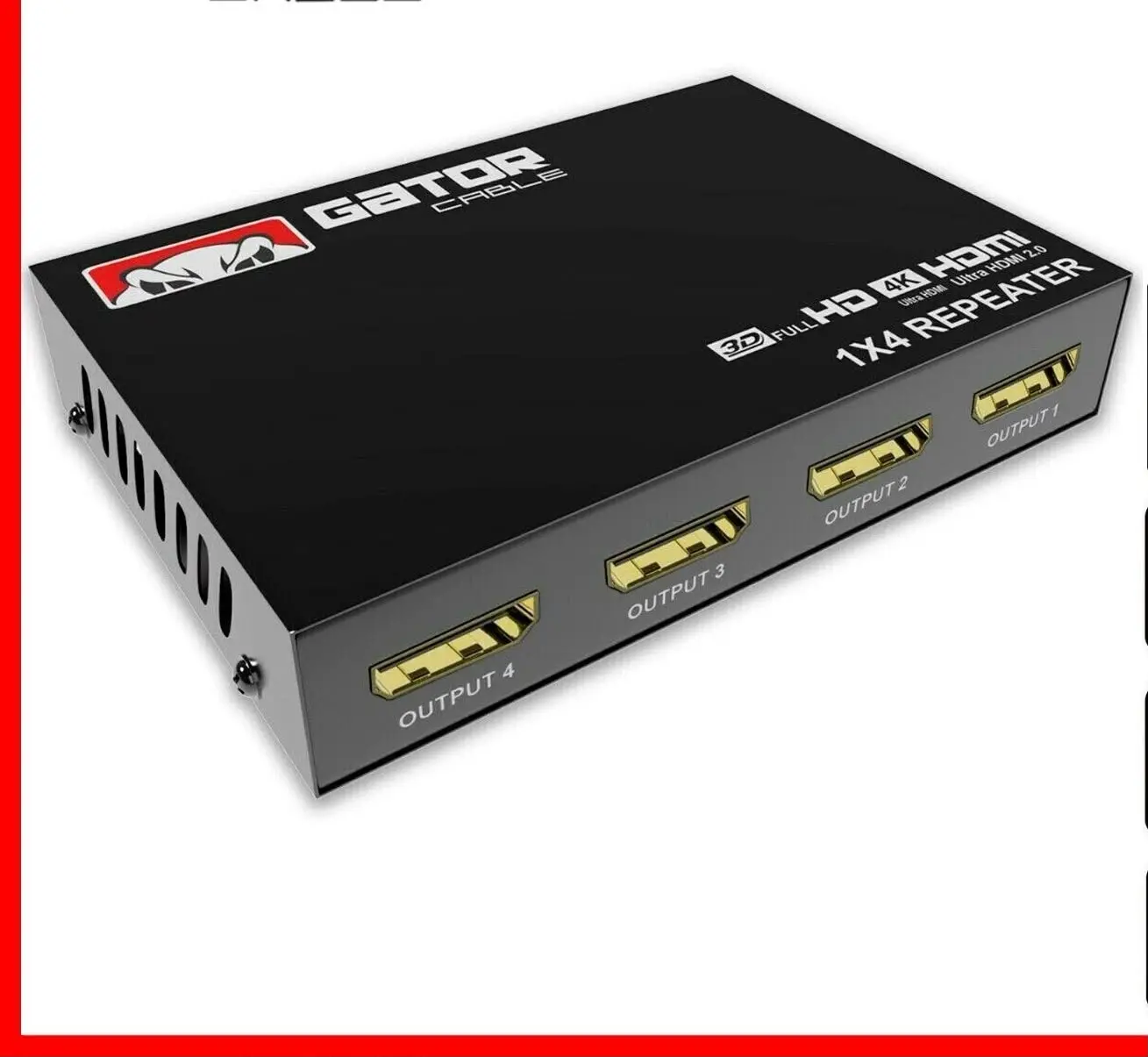 4K HDMI 2.0 Splitter 1 In 4 Out, HDMI Repeater Amplifier Hub 4K@60Hz 3D 1080P HDCP Pass Through, 1x4 HDMI Video Distribution Box with Power Cable for HDTV PS4 PS5 Xbox Blu-ray DVD Roku Fire TV and More