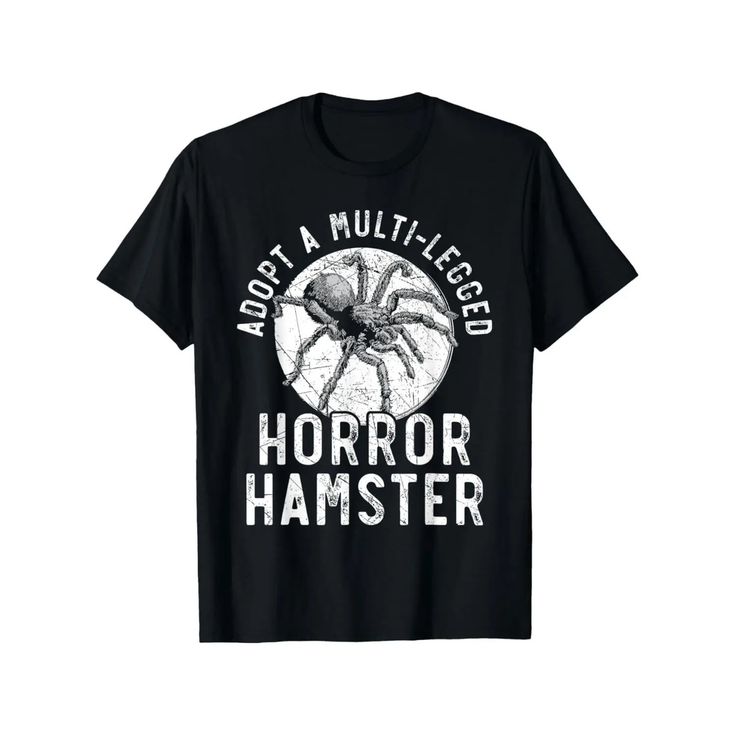 Get a Large-Sized T-Shirt Featuring a Terrifying Multi-Legged Hamster Tarantula Design, Made of. This Horror-Themed Shirt Is Perfect for Men, Women, And Friends, Available in Black with a Round Neck And Short Sleeves, Fitting Sizes Up to XXXL