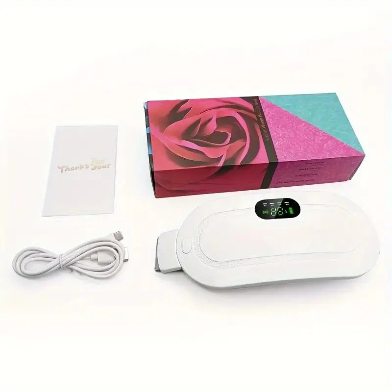 USB Rechargeable Waist Belt with Three Temperature Settings & Four Vibration Modes for Warming the Palace and Keeping the Waist Warm White Electric Massager Electronic neck massager massage gun back massager foot massager massagers