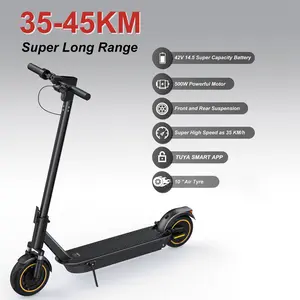 AOVOPRO、ladped Esmax High-Speed Electric Scooter 10-inch solid tires 500W motor with front and rear dual shock absorption, range of 22-30 miles, top speed of 22 mph, dual braking system, LED lights, app control, aluminum alloy frame,