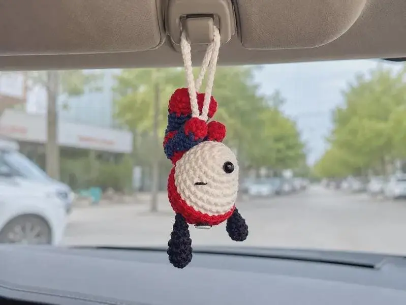Crochet Spider Car Hanging, Spider Mirror Accessory, Handmade Amigurumi Car Decor, Cute Crochet Car Hanger