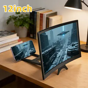 Hiatuses Portable 12inch Smartphone Cinema: 3D HD Foldable Screen Magnifier & Adjustable Phone Stand. Creates an Immersive, Eye-Friendly Big Screen for Movies & Gaming. The Perfect Gift for Family.Black