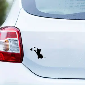2PCS Cat Playing with Butterfly Vinyl Decal Sticker Light for Switch Sticker Car Sticker